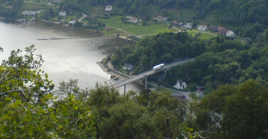 Den gamle Feda bru fotografert 18. august 2006, før den ble revet